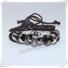 Fashion Jewelry Wholesale, Handmade Custom Infinity Black Fake Leather Bracelet (IO-CB159)